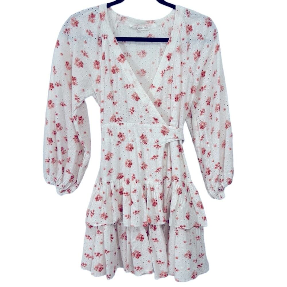 Maia Bergman Floral Ines Pink Floral Lace Wrap Dress Women’s size small - Picture 3 of 9